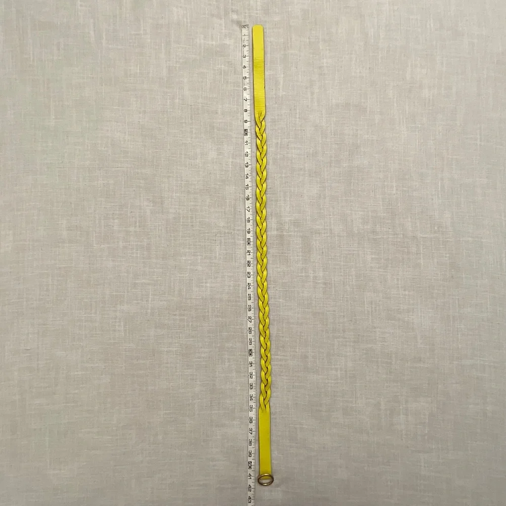 J.Crew UK Yellow Braided Leather Adjustable Belt Size XS/S NEW
